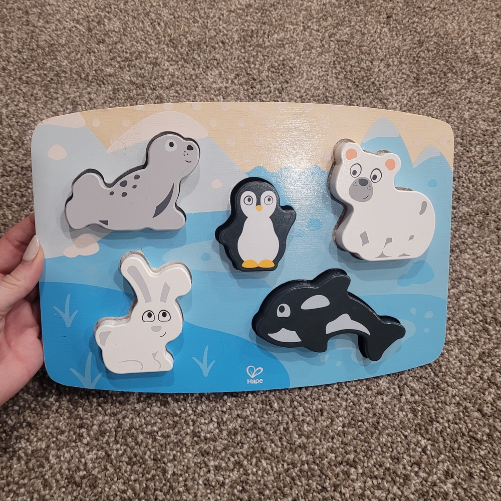Hape Animal Puzzle with Blue Background